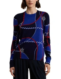Rope-Print Cotton-Blend Sweater