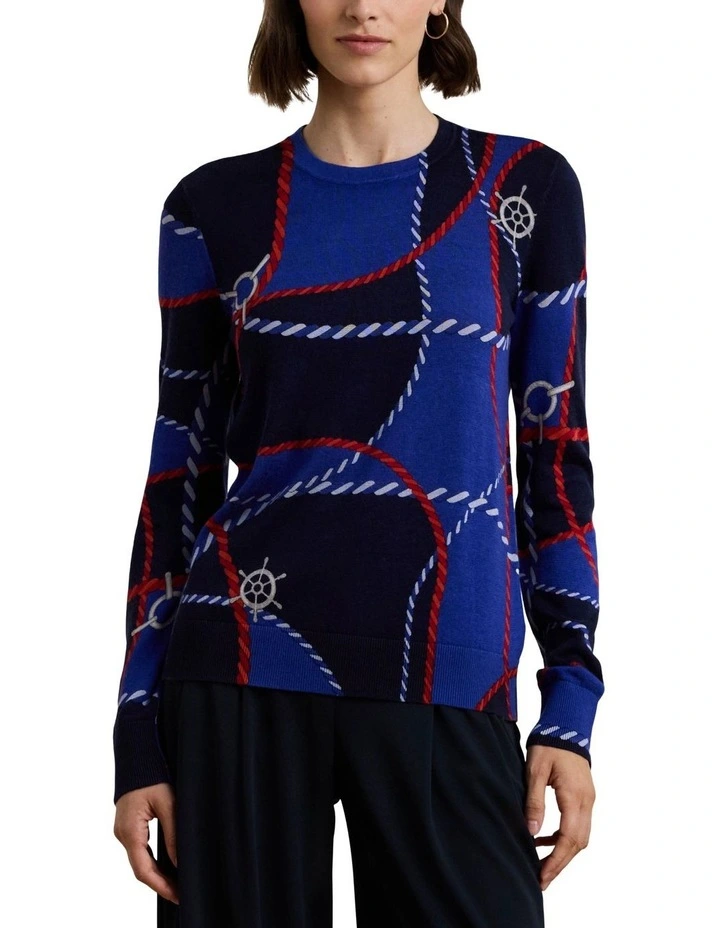 Rope-Print Cotton-Blend Sweater image 1