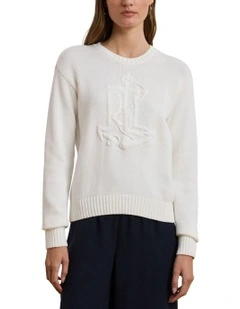 Anchor-Logo Combed Cotton Sweater