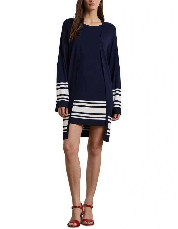 Two-Tone Cap-Sleeve Shift Sweater Dress image 3