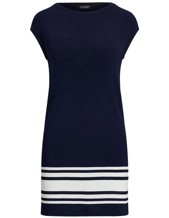 Two-Tone Cap-Sleeve Shift Sweater Dress image 4