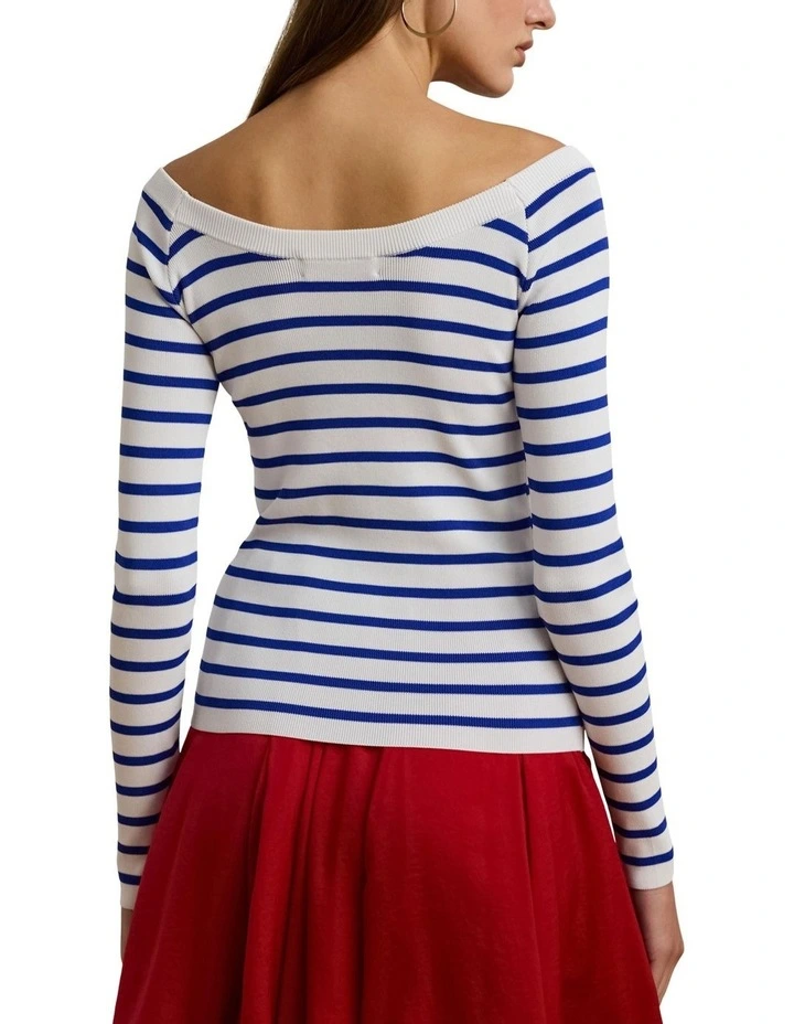 Striped Ballet-Neck Sweater image 2