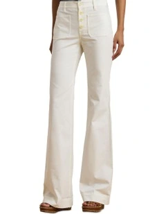 Stretch Cotton Canvas Wide-Leg Pant