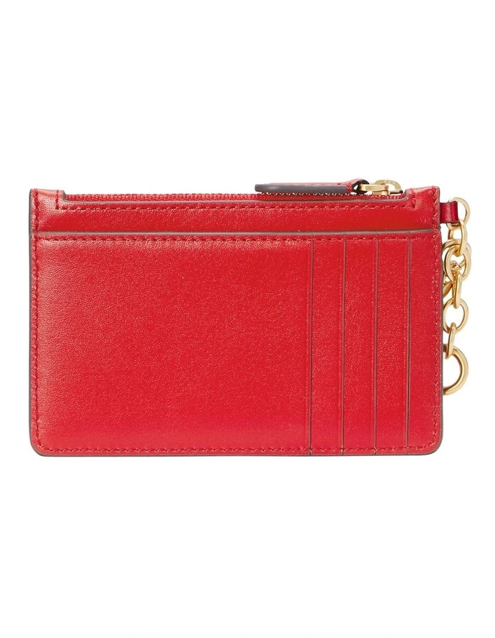 Heart-Charm Leather Zip Card Case image 2