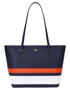 Striped Leather Medium Karly Tote Bag