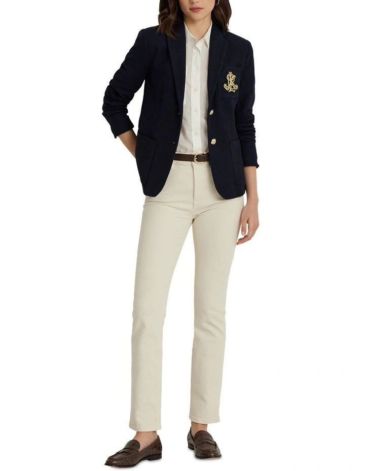Patch Jacquard Blazer in Navy image 3