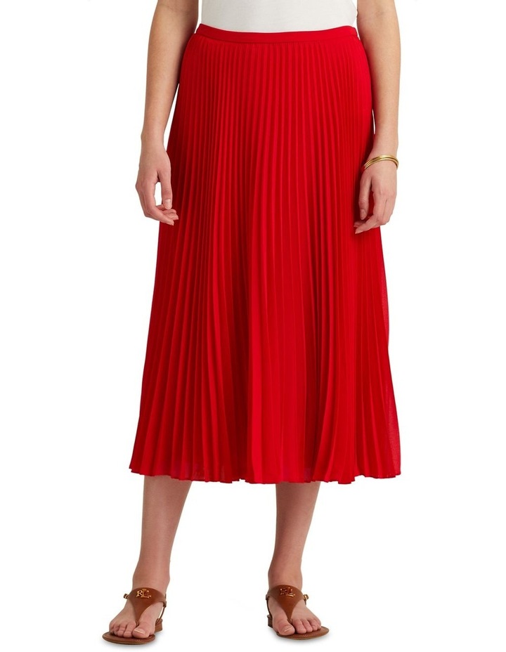 pleated red skirt