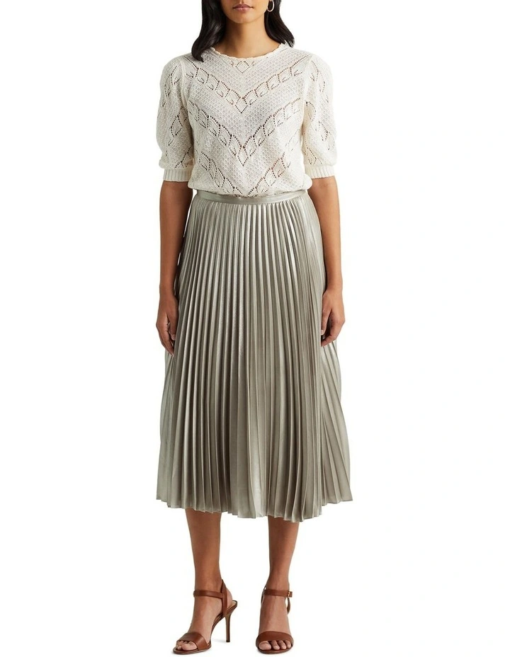 Pleated Metallic Lame Skirt image 3