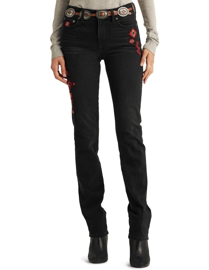 Embroidered Straight Jean Black