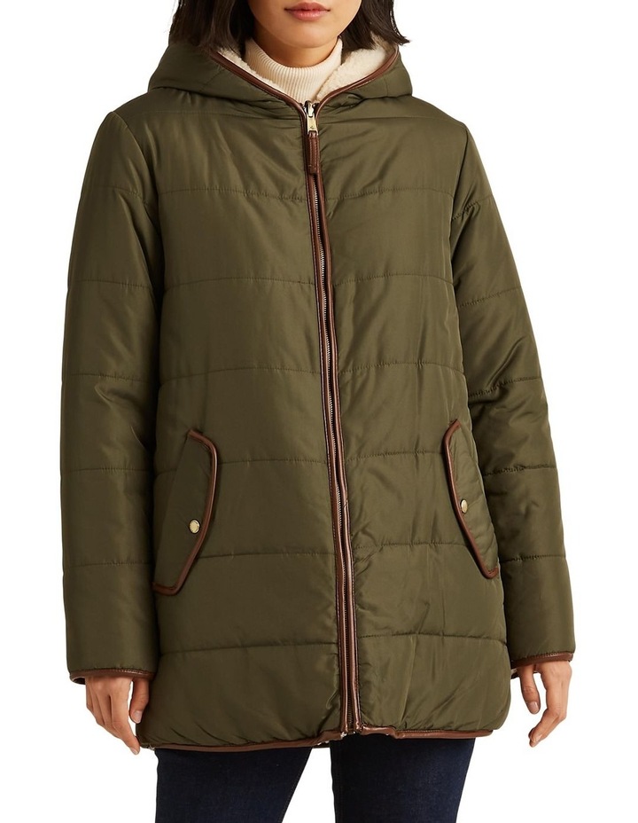 Reversible Faux Shearling Jacket Olive/Cream