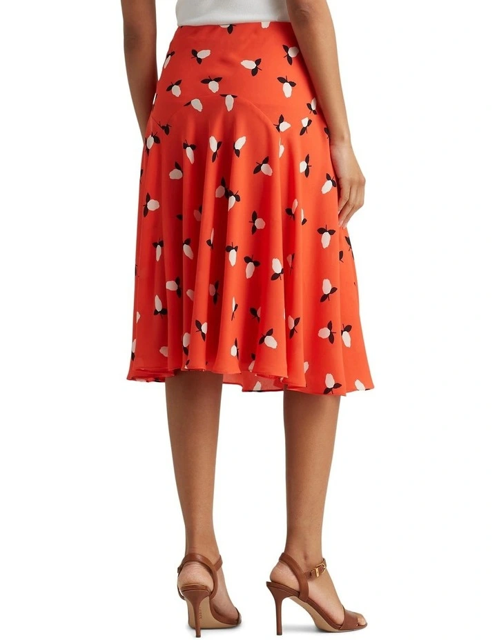 Floral Georgette A-Line Skirt in Orange image 2
