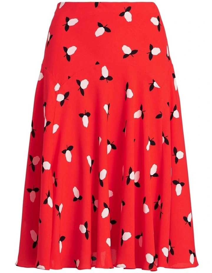Floral Georgette A-Line Skirt in Orange image 4