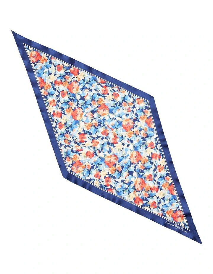 Jaclyn Floral Silk Twill Scarf in Navy image 2