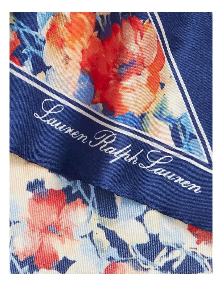 Jaclyn Floral Silk Twill Scarf in Navy image 3