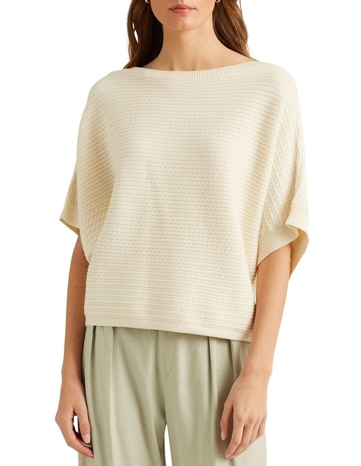 Lauren Ralph Lauren Cable-Knit Cotton-Blend Sweater in Cream MYER
