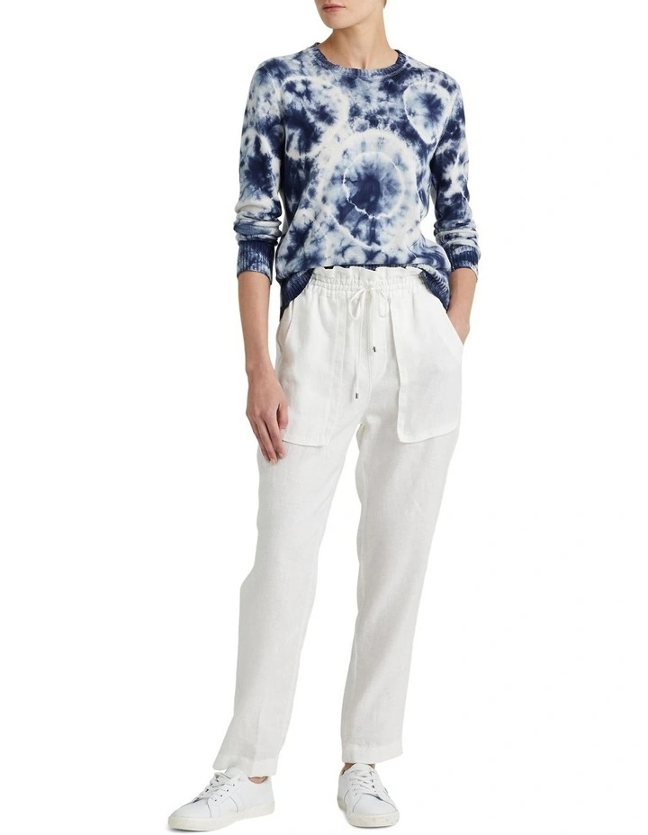 Tie-Dye Combed Cotton Sweater in Blue/White image 3