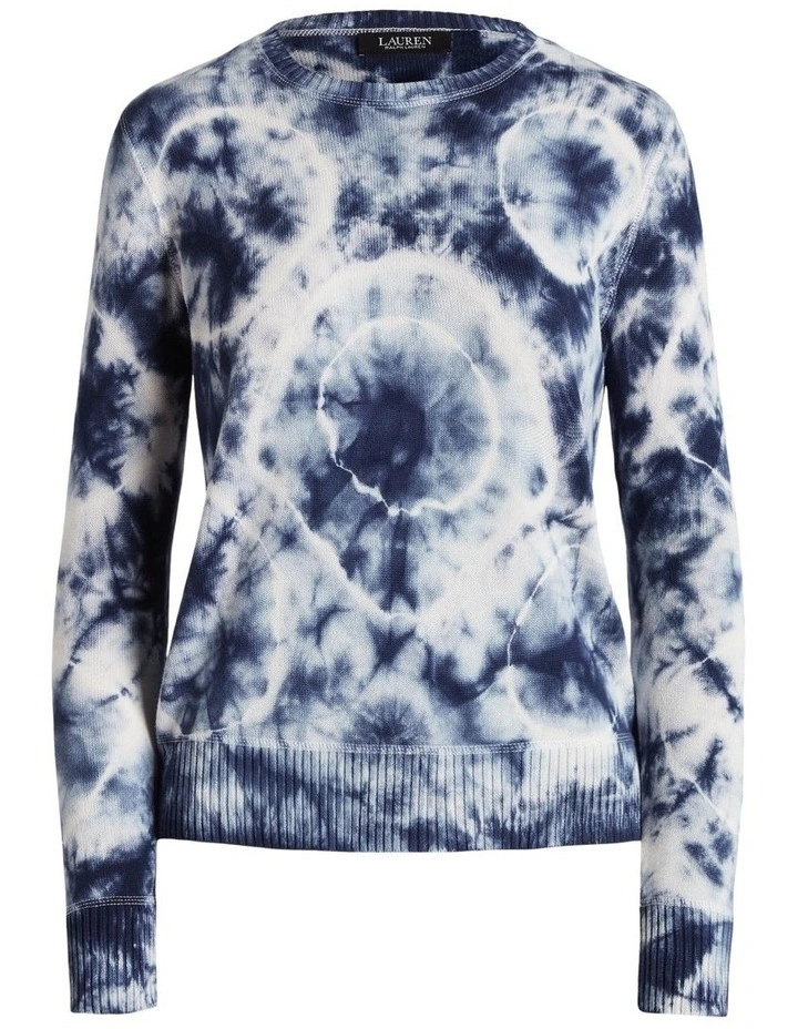 Tie-Dye Combed Cotton Sweater in Blue/White image 4