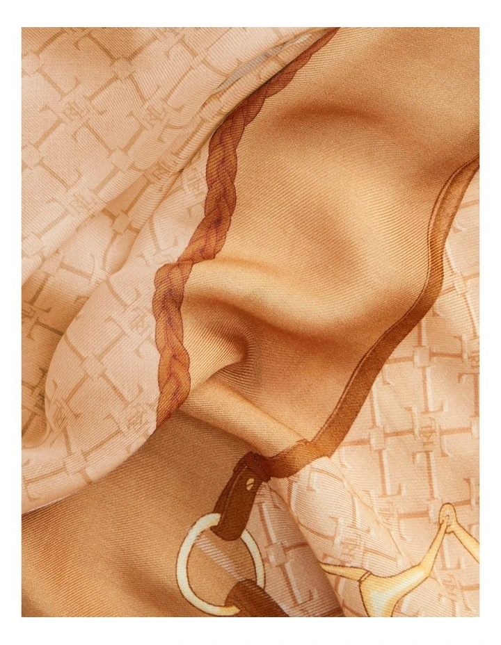 Elise Monogram Wool-Blend Scarf in Camel Beige image 3