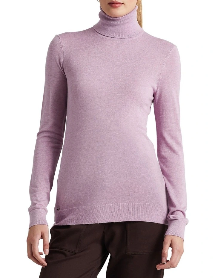 Silk-Blend Turtleneck in Purple image 1