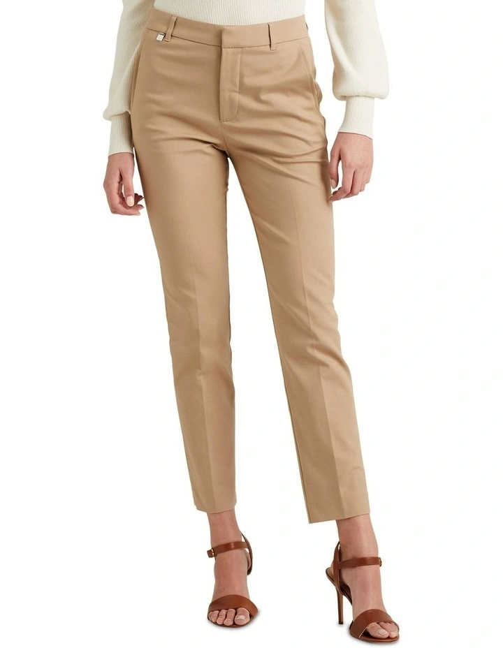 Double-Faced Stretch Cotton Pant in Beige image 1