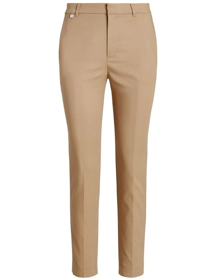 Double-Faced Stretch Cotton Pant in Beige image 4