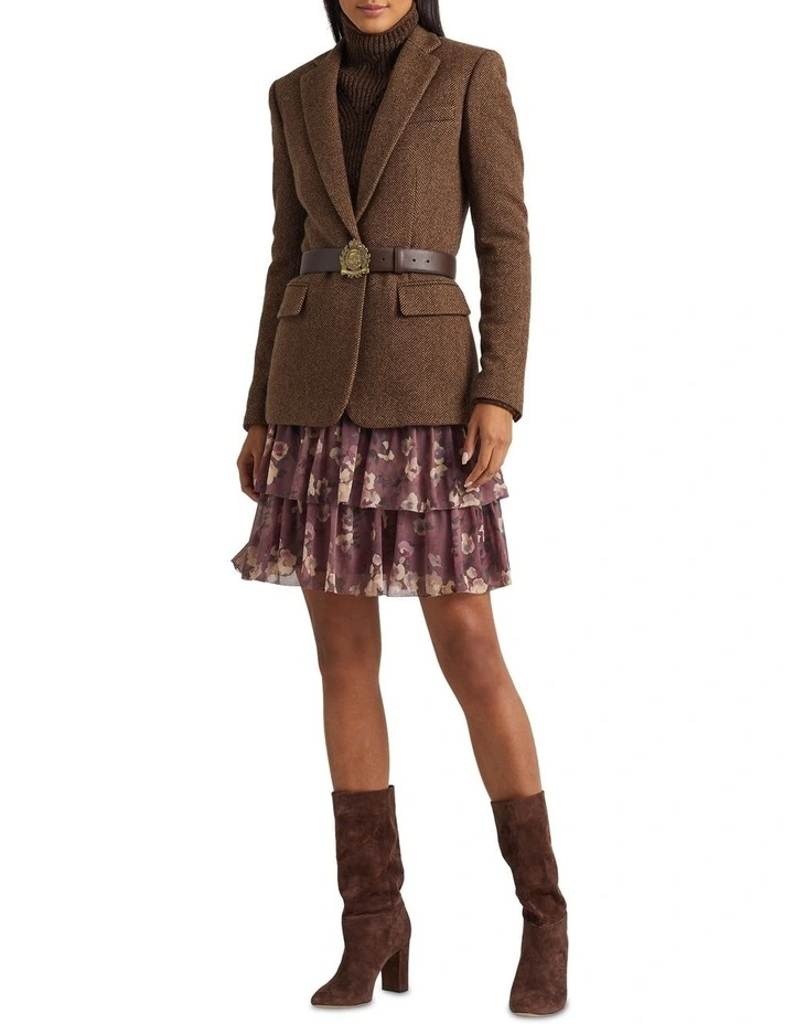 Floral Crinkle Georgette Miniskirt in Purple image 3