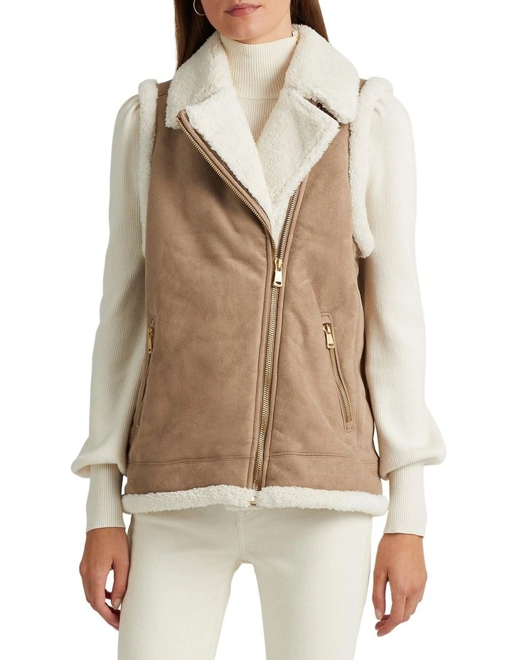 Faux-Suede Vest in Beige image 1