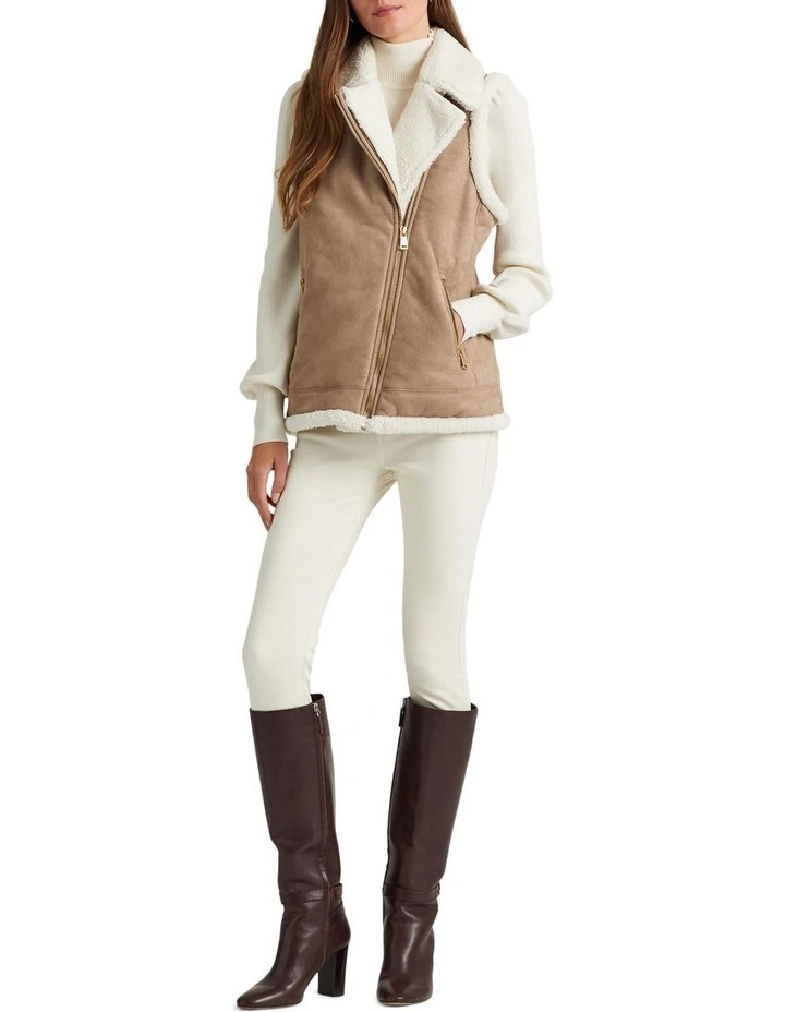 Faux-Suede Vest in Beige image 3