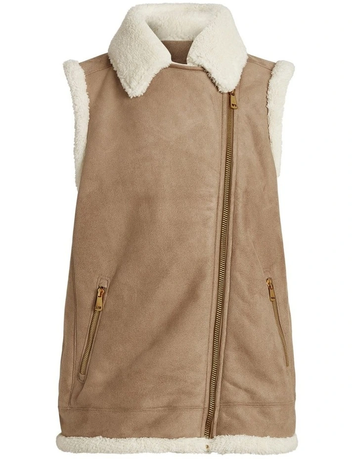 Faux-Suede Vest in Beige image 4