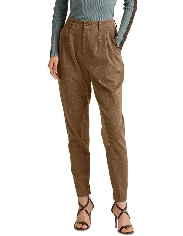 Pleated Bi-Stretch Jodhpur Pant in Brown image 1