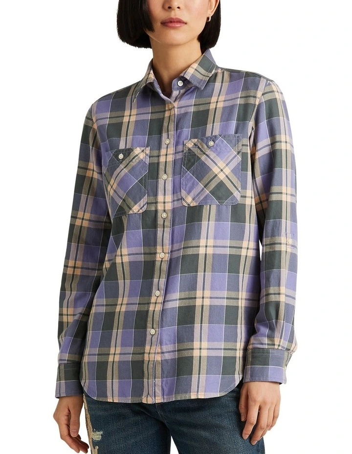 Lauren Ralph Lauren Plaid Twill Shirt in Purple MYER