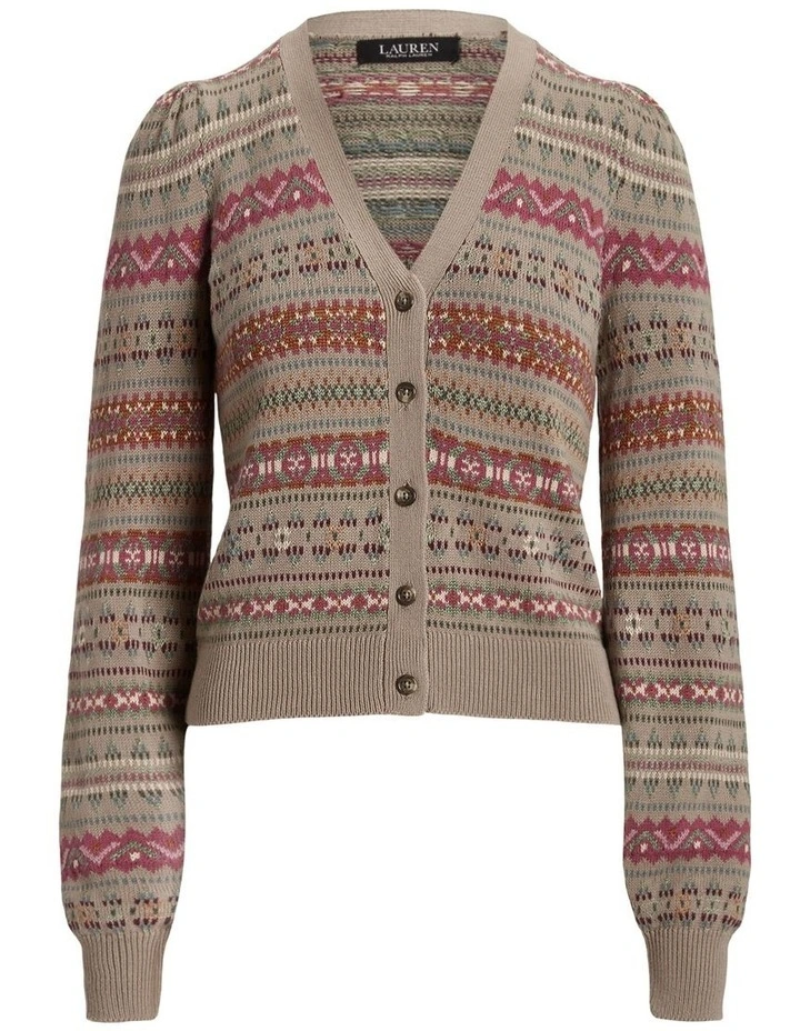 Lauren Ralph Lauren Fair Isle Cotton Blend Cardigan In Multi | MYER