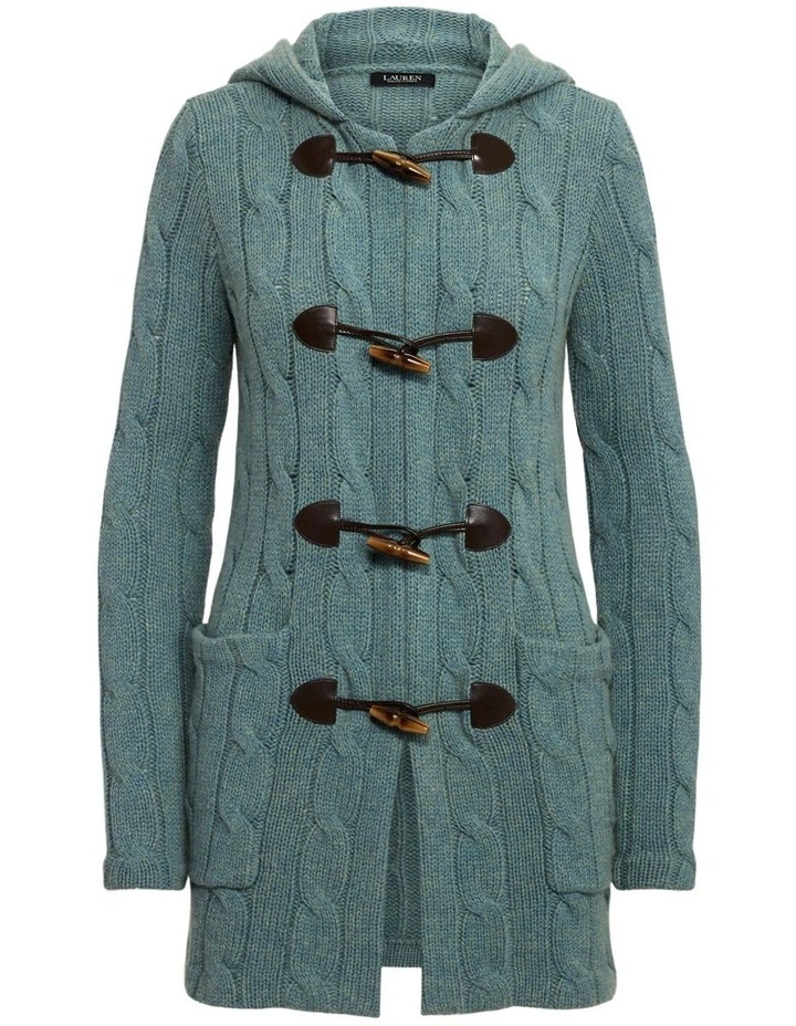 Hooded Wool-Blend Sweater Coat in Green image 4