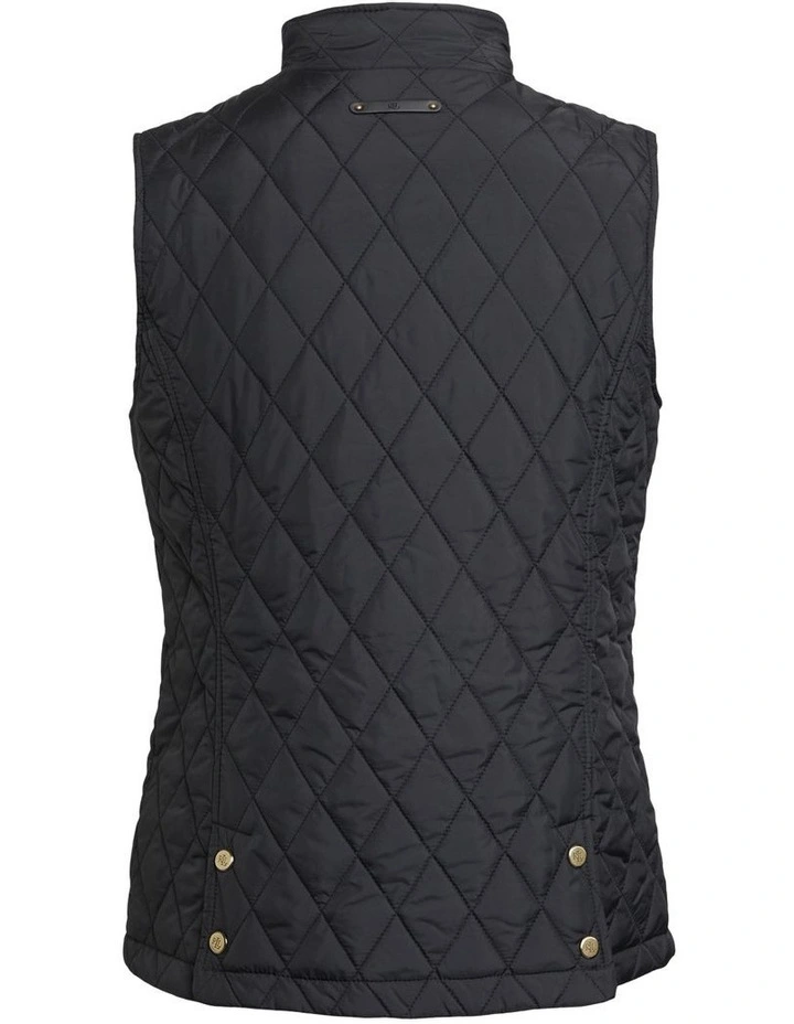 Crest-Patch Quilted Vest in Black image 2