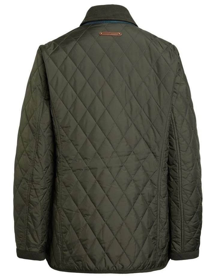 Crest-Patch Quilted Jacket in Green image 2