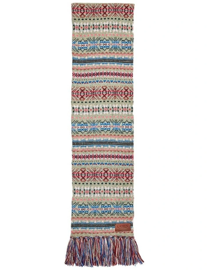 Fair Isle Fringe-Trim Wool-Blend Scarf in Multi image 2