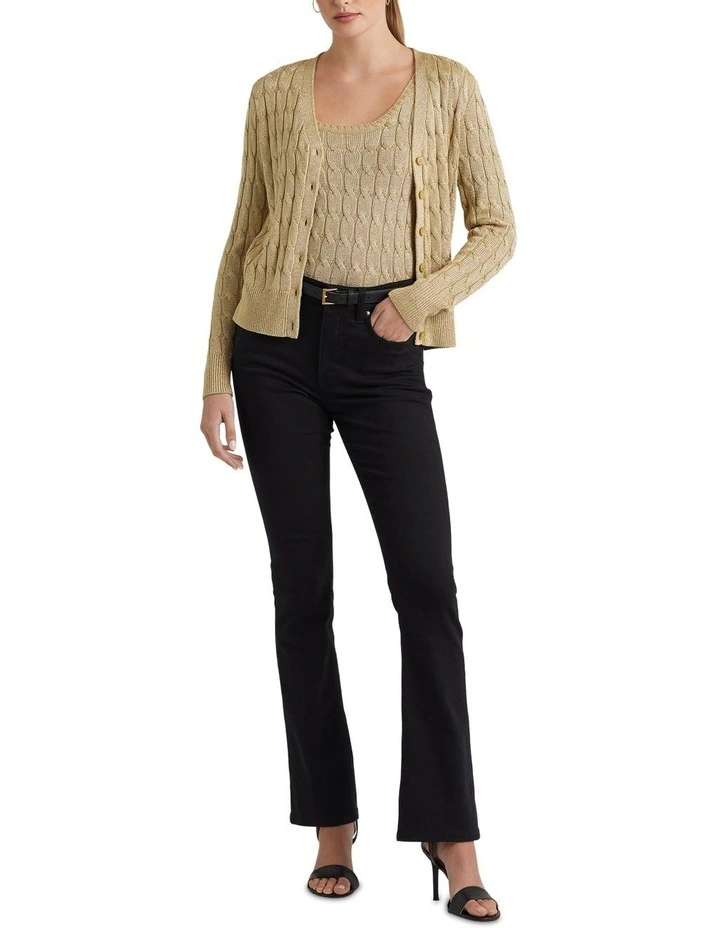 Metallic Cable-Knit Sleeveless Sweater in Gold image 3