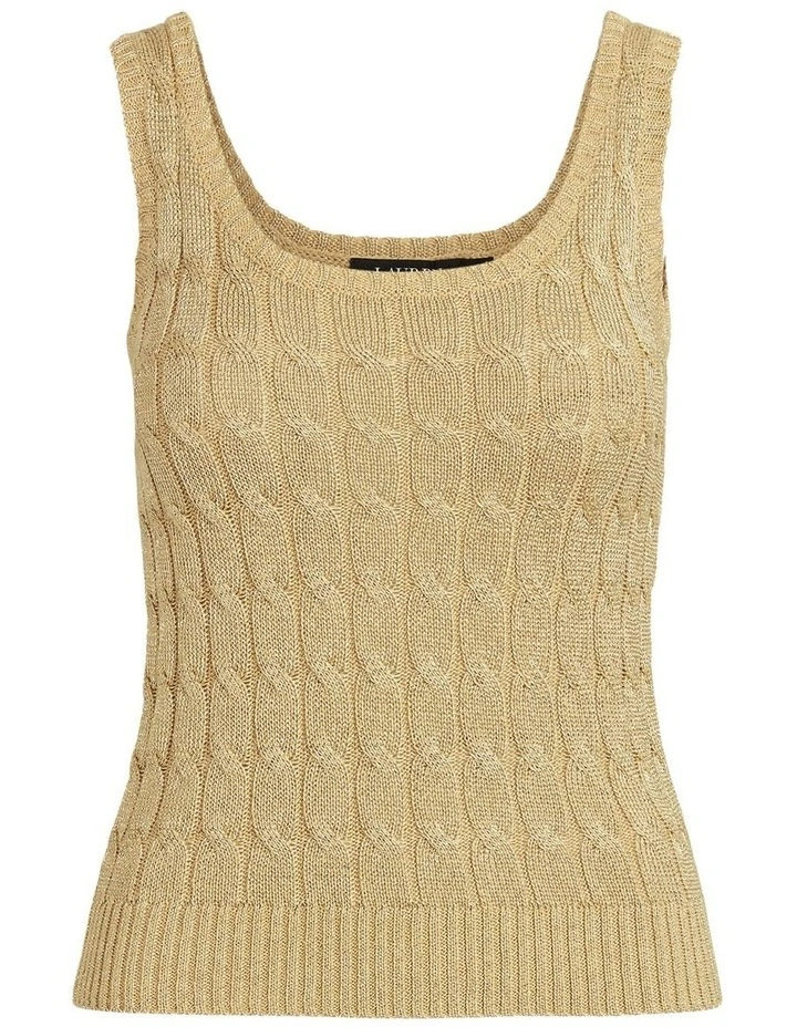 Metallic Cable-Knit Sleeveless Sweater in Gold image 4