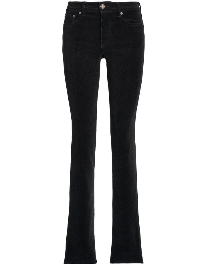 Stretch Corduroy Mid-Rise Straight Pant in Black image 3