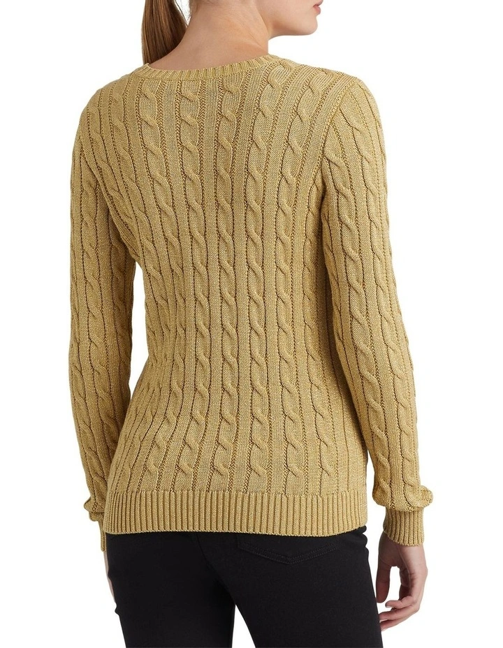 Bullion Metallic Cable-Knit Sweater in Gold image 2