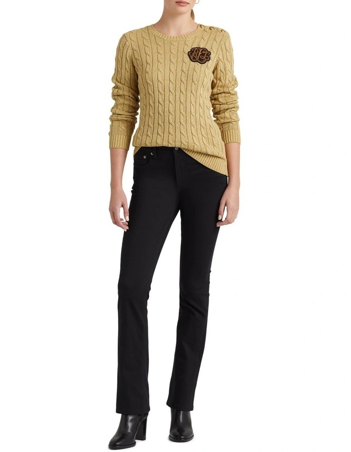 Bullion Metallic Cable-Knit Sweater in Gold image 3