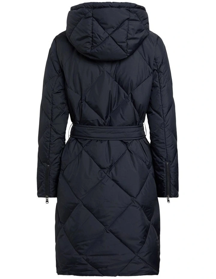 Quilted Down Coat in Navy image 2