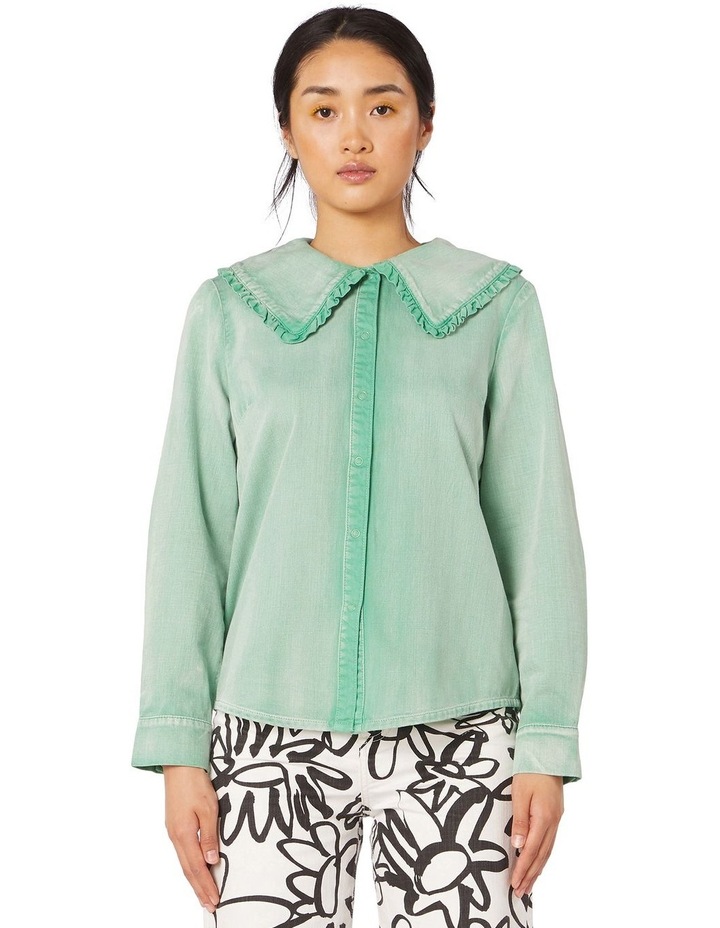 Cecilia Denim Collared Shirt Green