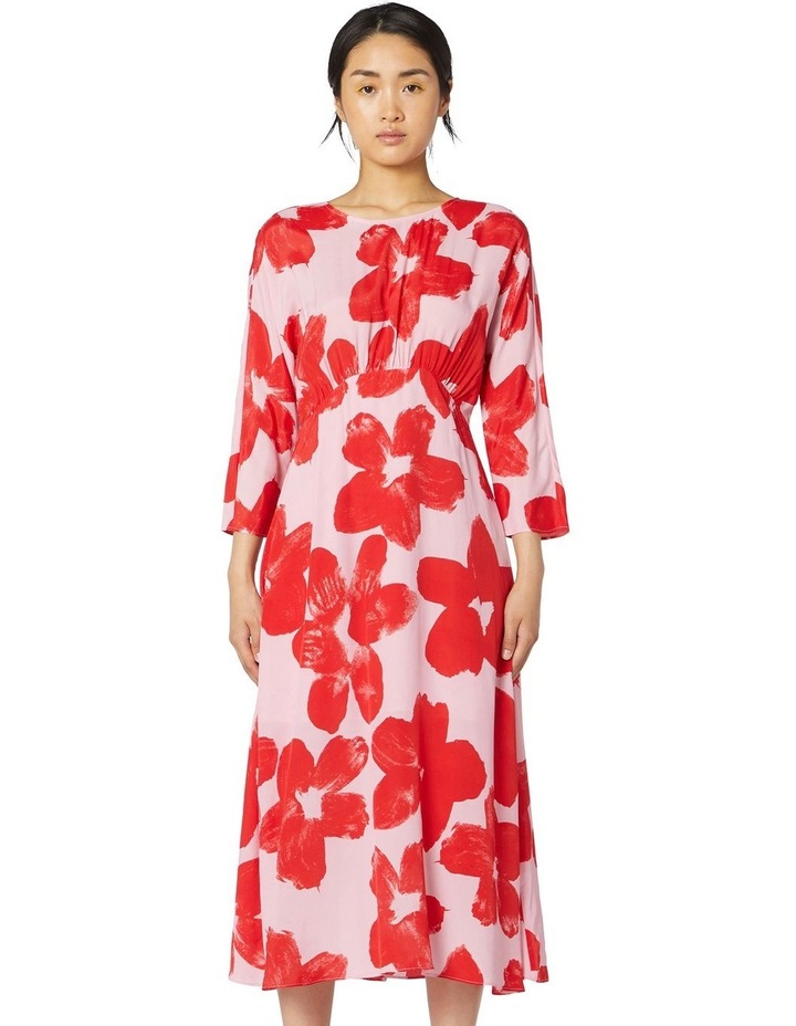 Poppy Print Long Silk Dress Multi