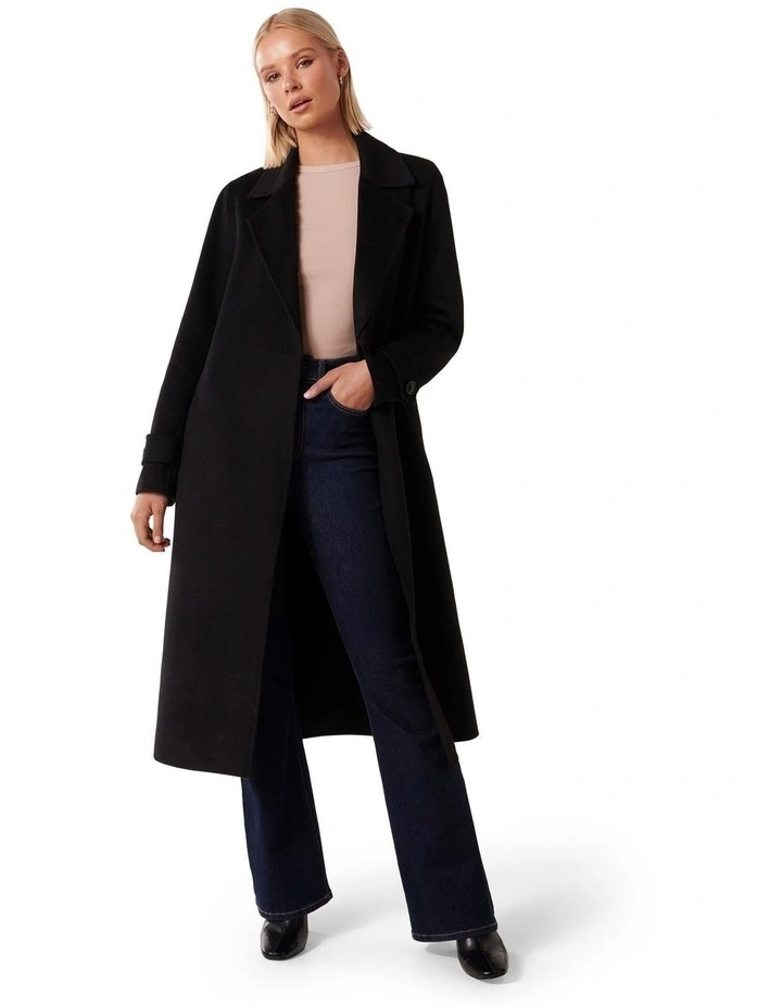 Devon Felled Coat in Black image 1