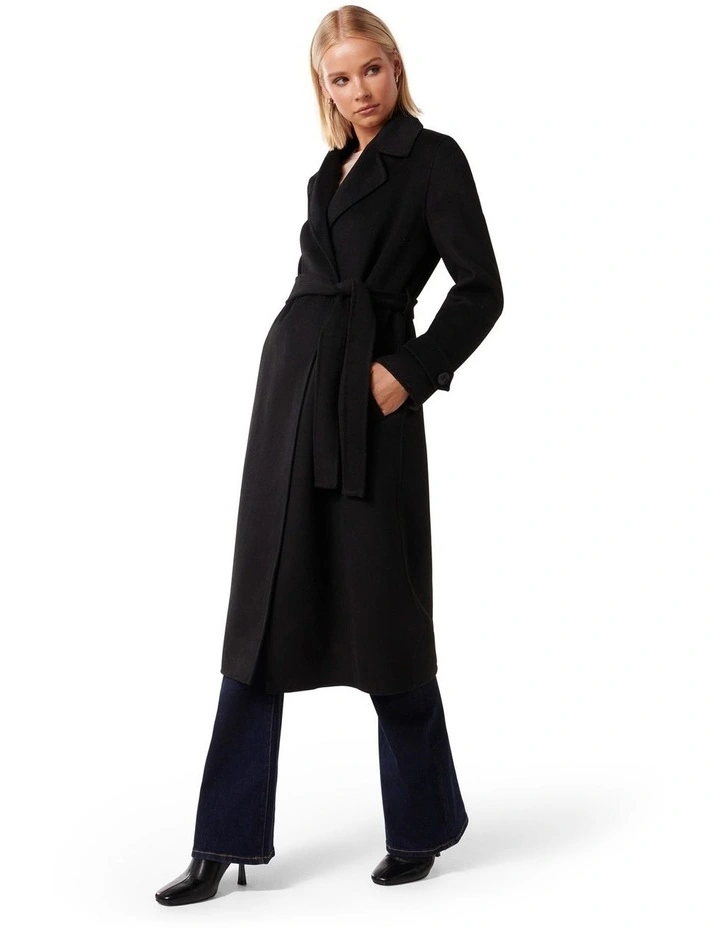 Devon Felled Coat in Black image 3