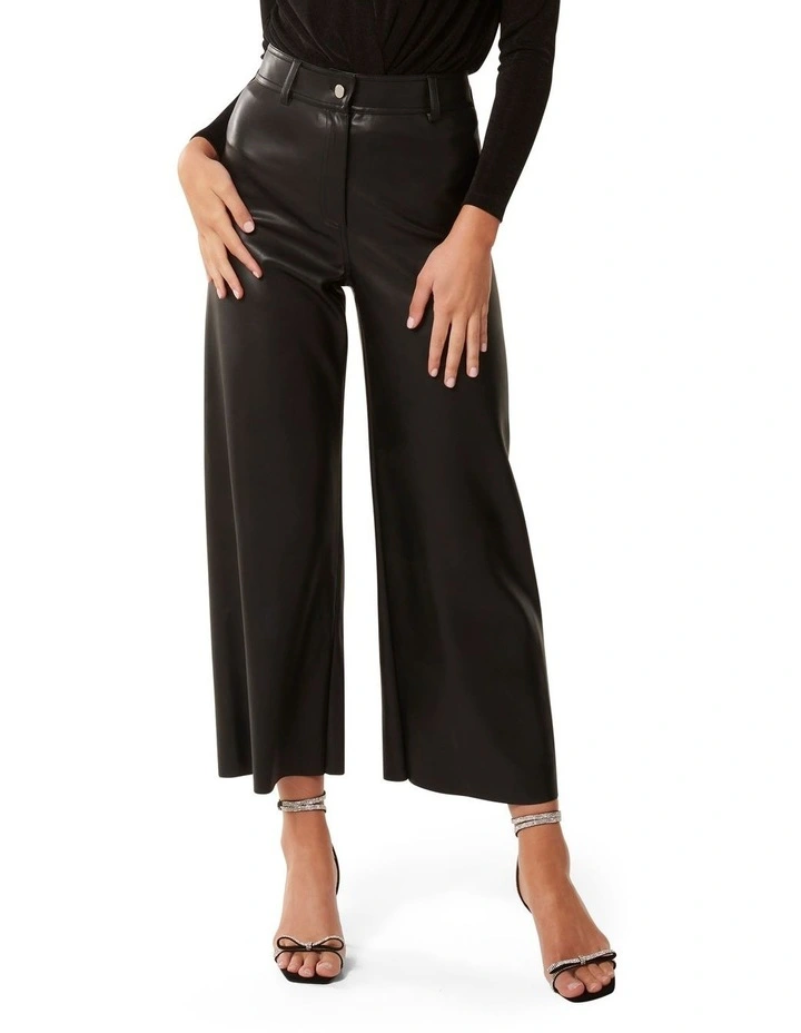 Forever New Parker Vegan Leather Culotte in Black MYER