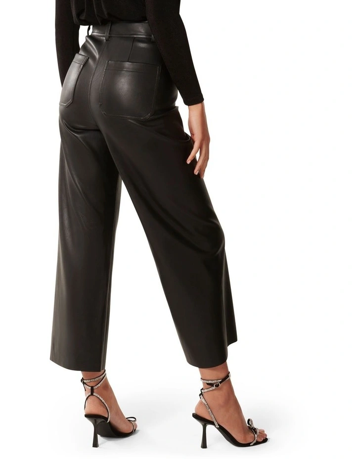 Forever New Parker Vegan Leather Culotte in Black | MYER