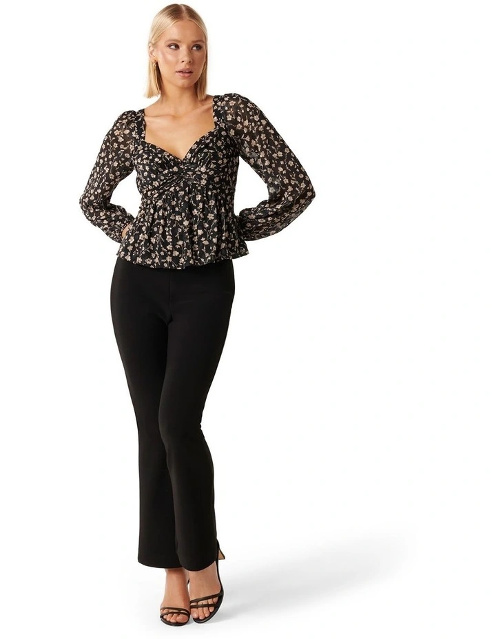 Madeline Blouson Sleeve Jacquard Blouse in Black Multi image 5