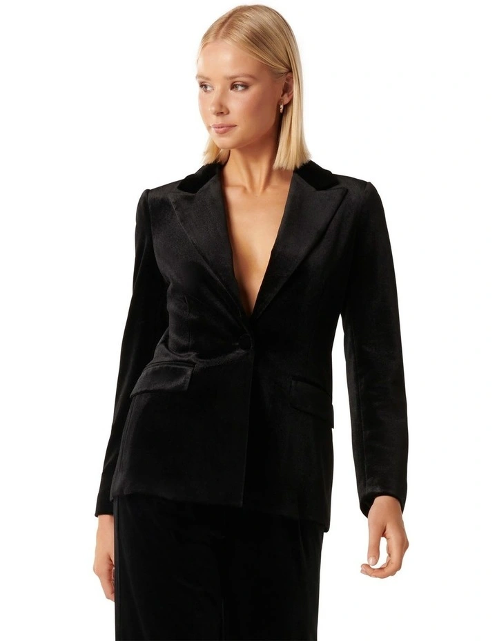 Forever New Victoria Velvet Blazer in Black MYER